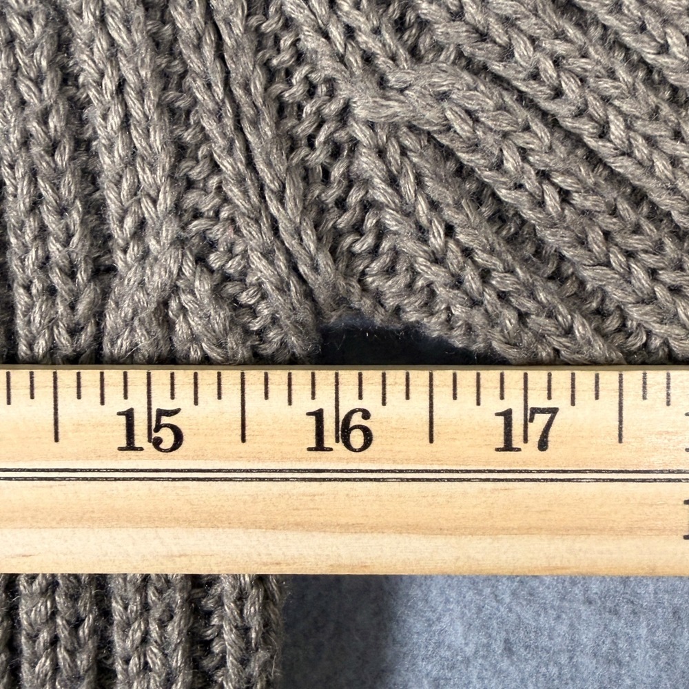 Kenar Cardigan Sweater Taupe Ribbed Crochet Trim Wool Blend Boho Earthy Cozy - Picture 7 of 9